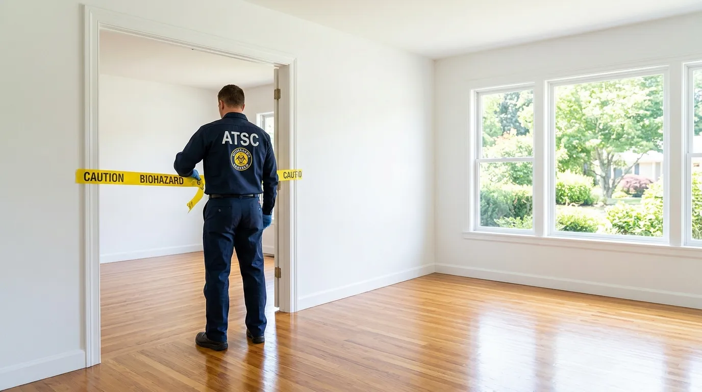 Certified biohazard cleanup crew performing Trauma Scene Cleanup in Newark
